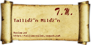 Tallián Milán névjegykártya
